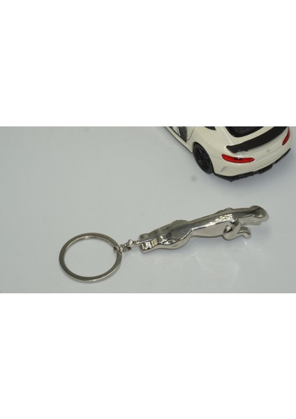 Jaguar Panther Logo Krom Metal Çift Yön Anahtarlık Orjinal Ürün