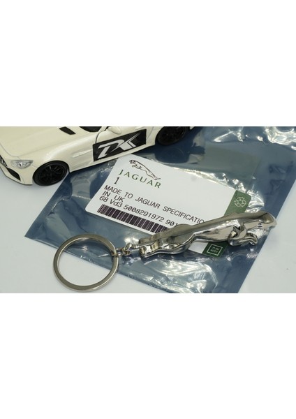 Jaguar Panther Logo Krom Metal Çift Yön Anahtarlık Orjinal Ürün