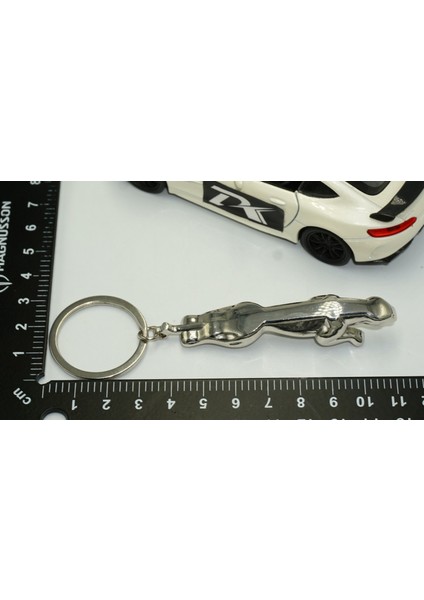 Jaguar Panther Logo Krom Metal Çift Yön Anahtarlık Orjinal Ürün
