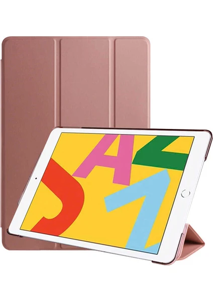 Case 4U Apple iPad 10.2 (8.nesil) Tablet Kılıf Smart Cover Katlanabilir Standlı Tablet Akıllı Kapak Rose Gold