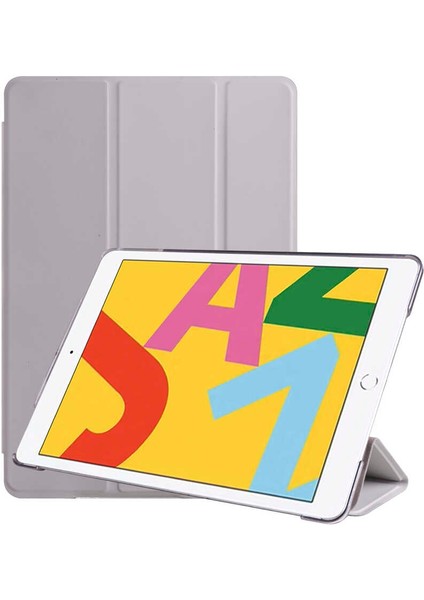 Apple iPad 5 Air Tablet Kılıf Smart Cover Katlanabilir Standlı Tablet Akıllı Kapak Gri