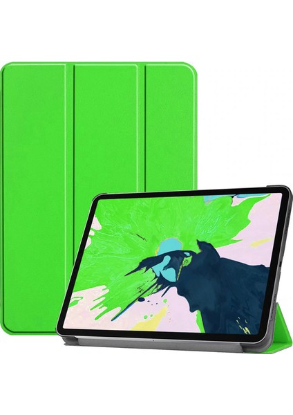 Samsung Galaxy Tab 3 Lite 7.0" T110 Tablet Kılıf Smart Cover Katlanabilir Standlı Tablet Akıllı Kapak Yeşil