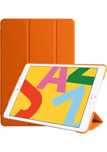 Case 4U Apple iPad 5 Air Tablet Kılıf Smart Cover Katlanabilir Standlı Tablet Akıllı Kapak Turuncu