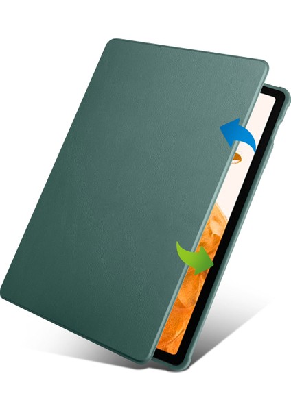 Samsung Galaxy Tab S7 Fe Lte (T737-T736-T733-T730) Tablet Kılıf Termik Kalem Bölmeli Dönebilen Standlı Pu Deri Arkası Yumuşak Silikon 360 Tam Koruma Lacivert fırsatları