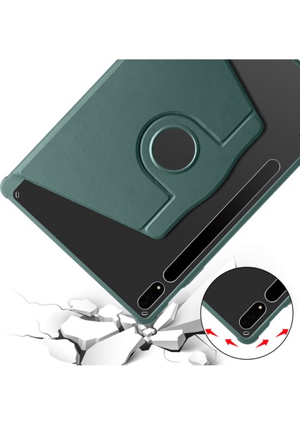 Samsung Galaxy Tab S7 Fe Lte (T737-T736-T733-T730) Tablet Kılıf Termik Kalem Bölmeli Dönebilen Standlı Pu Deri Arkası Yumuşak Silikon 360 Tam Koruma Lacivert indirimleri