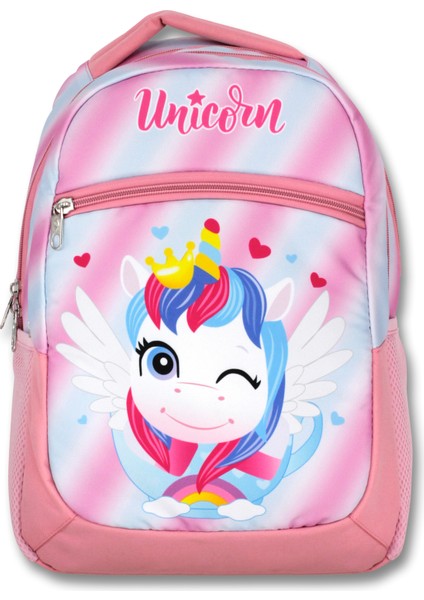 Famebag-Ümit Çanta Pembe Sevimli Unicorn Okul Çantası Beslenme ve Kalem Çantası Seti