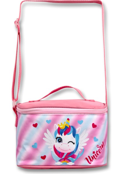 Famebag-Ümit Çanta Pembe Sevimli Unicorn Okul Çantası Beslenme ve Kalem Çantası Seti