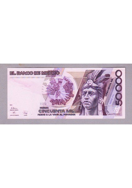 Mexıco 50000 Pesos 1989 Pick # 93B – Unc Çil Banknot