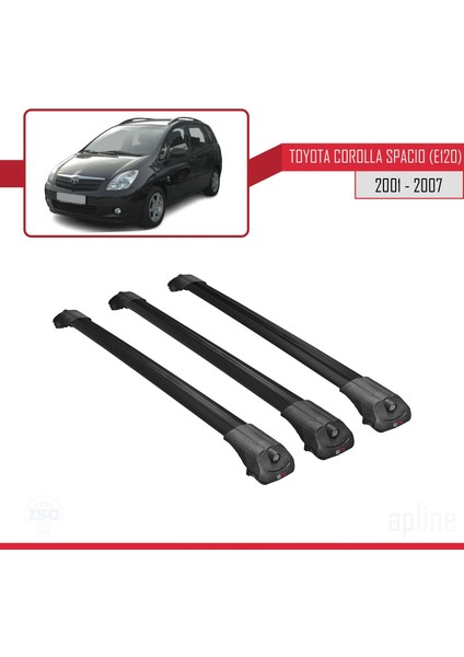 Toyota Corolla Spacio (E120) 2001-2007 Arası ile Uyumlu Ace-1 Ara Atkı Tavan Barı Siyah 3 Adet Bar modelleri