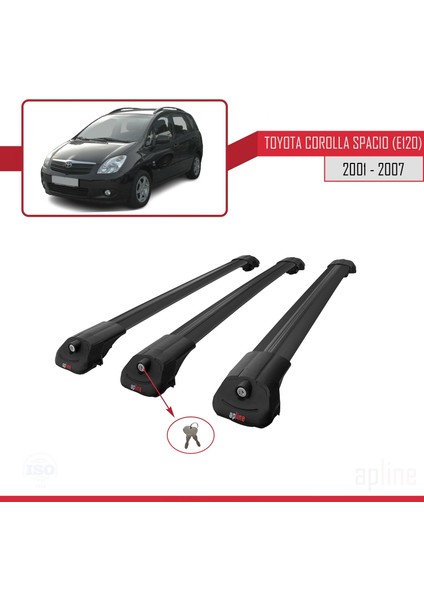 Toyota Corolla Spacio (E120) 2001-2007 Arası ile Uyumlu Ace-1 Ara Atkı Tavan Barı Siyah 3 Adet Bar fırsatları