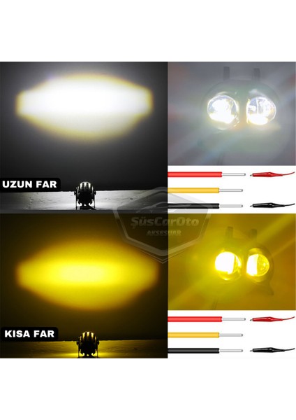 Baykuş Sis Farı Çift Renk Sarı-Beyaz Araç Motosiklet Off Road LED Lamba Delici Yayıcı Projektör 50W Metal Arazi Çalışma Lambası 1 Adet fiyatları