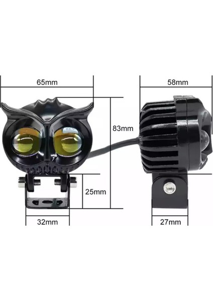 Baykuş Sis Farı Çift Renk Sarı-Beyaz Araç Motosiklet Off Road LED Lamba Delici Yayıcı Projektör 50W Metal Arazi Çalışma Lambası 1 Adet fırsatları