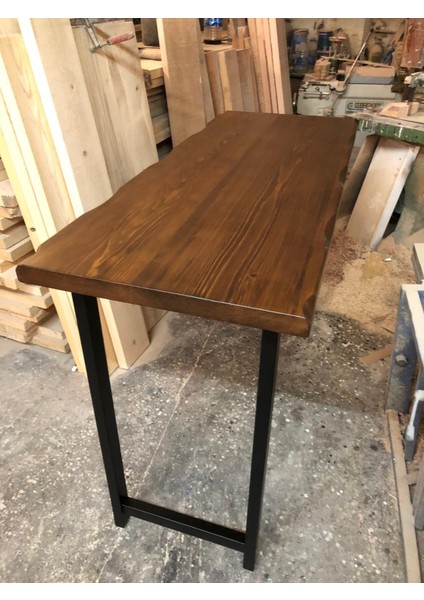 Kütük Ağaç Bar Masası Ceviz Renk 70X150.CM