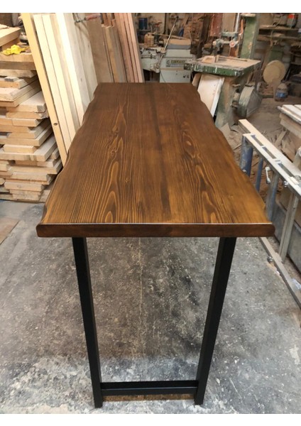 Kütük Ağaç Bar Masası Ceviz Renk 70X150.CM