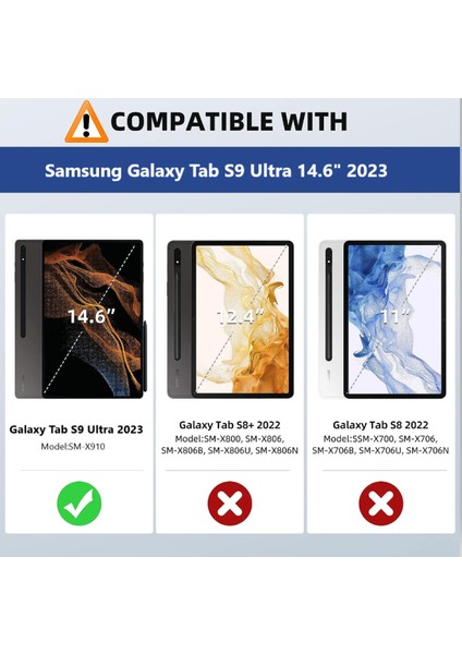Samsung Galaxy Tab S9 Ultra Kapaklı Standlı Dönebilen 360 Kılıf