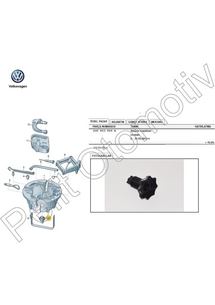 Polo (2018-2022) Stepne Sabitleme Civatası 2G0803899A