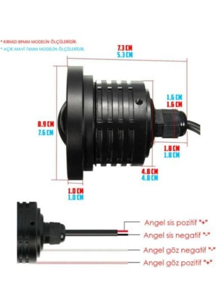 Angel Sis Farı 76MM Buz Mavi Üniversal Mercekli Sis fırsatları
