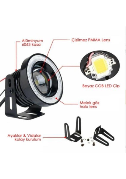 Angel Sis Farı 76MM Buz Mavi Üniversal Mercekli Sis indirimleri