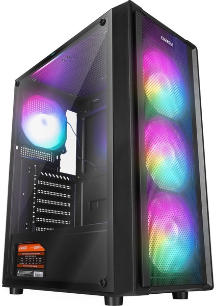 Mıdıon Mesh Peak 350W 4*120MM Rainbow Fanlı Temperli Camlı Mid-T Gaming Oyuncu Kasası