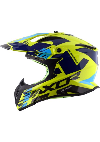 X-Cross X1 Kask Neon Yellow Blue Gloss - Pinlock Dahil