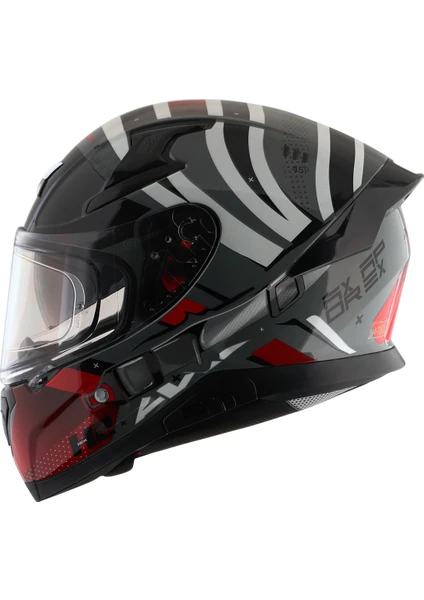 Apex Hex-2 Kask Cool Grey Red Gloss