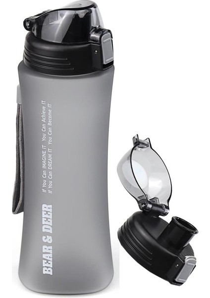 Bear & Deer Buzlu Siyah Otomatik Kapak Detoks Filitreli Matara 660 ml 1 Adet