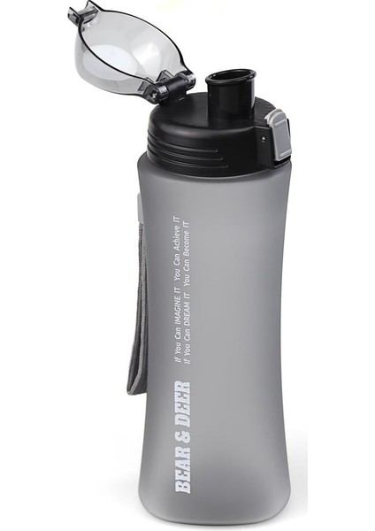 Bear & Deer Buzlu Siyah Otomatik Kapak Detoks Filitreli Matara 660 ml 1 Adet