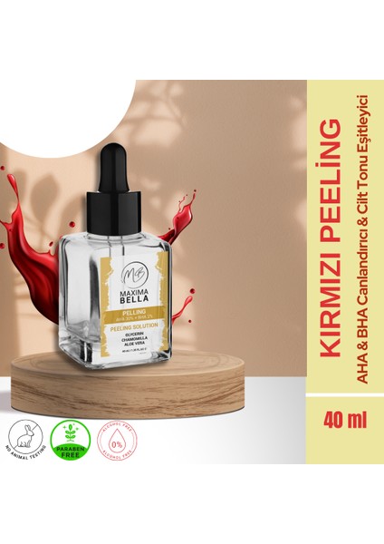 (Aha30 + Bha 2) Canlandırıcı & Cilt Tonu Eşitleyici Kırmızı Peeling Cilt Serumu |40ml|