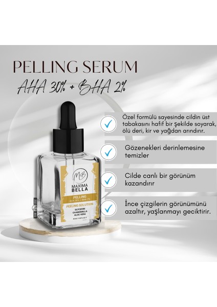 (Aha30 + Bha 2) Canlandırıcı & Cilt Tonu Eşitleyici Kırmızı Peeling Cilt Serumu |40ml|