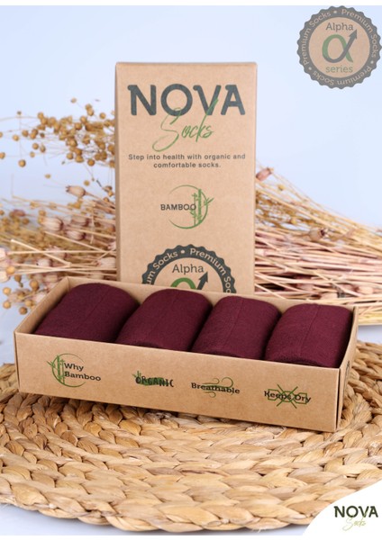 Nova Socks Bambu Erkek Soket Dikişsiz 4'lü Çorap Alpha Serisi