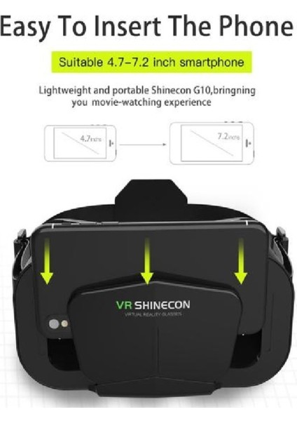 VR SHINECON G10 3D Sanal Gerçeklik Gözlüğü Siyah 3.5-7.2 Inch