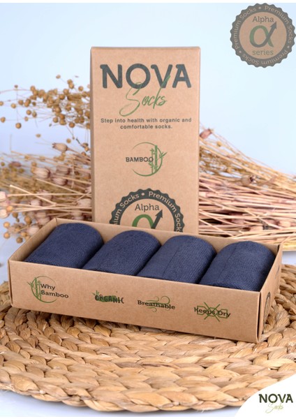 Nova Socks Bambu Erkek Soket Dikişsiz 4'lü Çorap Alpha Serisi