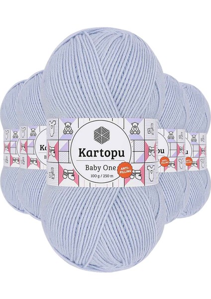 5 Adet Baby One Tüylenmeyen El Örgü Ipi Yünü Buz Mavi K580