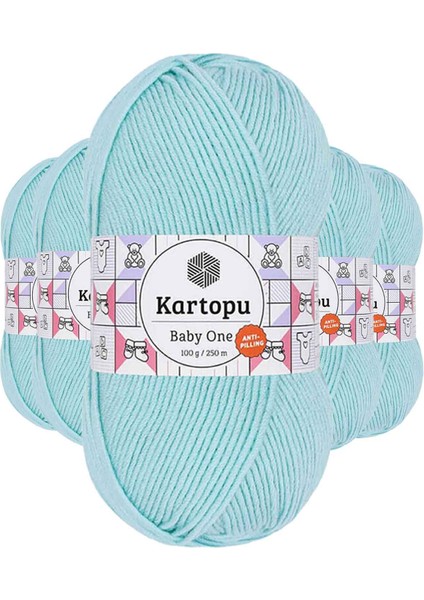 5 Adet Baby One Tüylenmeyen El Örgü Ipi Yünü Bebe Mavi K578