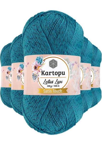 5 Adet Lotus Lux Bikini Büstiyer Bluz Simli Örgü Ipi K512 Turquaz