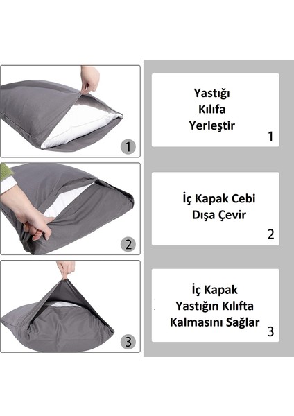 %100 Pamuklu 50X70 Yastık Kılıfı Pillow Case 4lü Paket