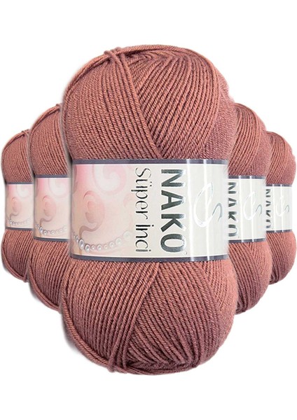 5 Adet Süper Inci El Örgü Ipi 100 gr Marsala Kırmızı 2248