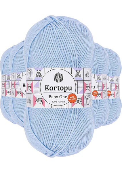 5 Adet Baby One Tüylenmeyen El Örgü Ipi Yünü Mavi K544
