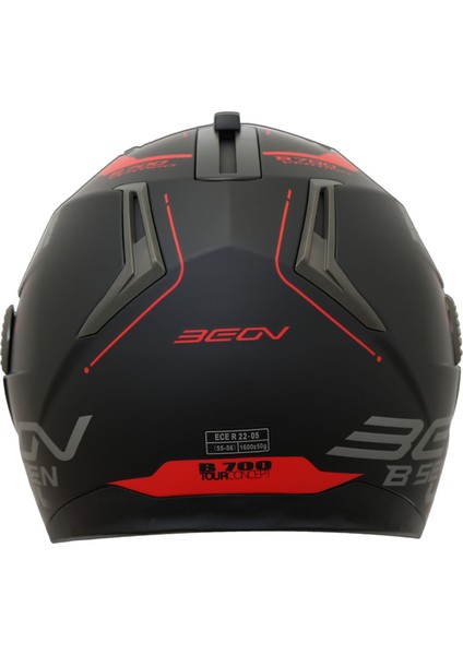 Beon B 700 Çene Açılır Motosiklet Kaskı Siyah Kırmızı - L