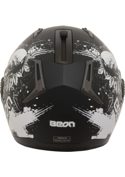 Beon B-700 Çene Açılır Motosiklet Kaskı Siyah Kuru Kafa - L