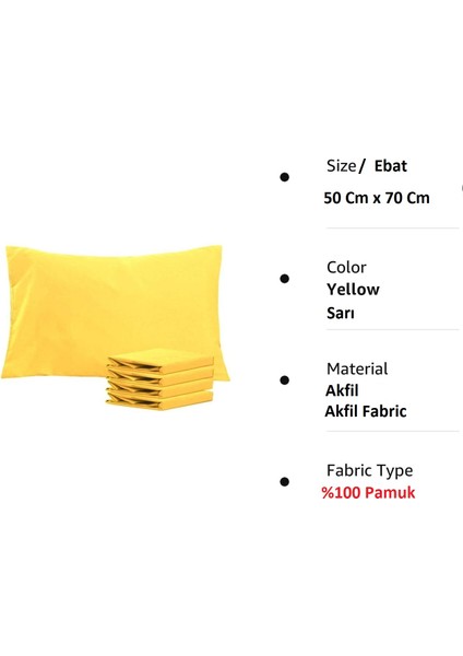 %100 Pamuklu 50X70 Yastık Kılıfı Pillow Case 3lü Paket