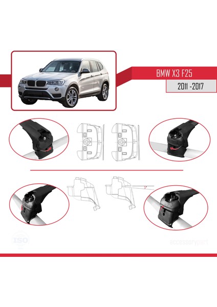 Bmw X3 F25 2011-2017 Arası ile Uyumlu Ace-2 Ara Atkı Tavan Barı Siyah indirimleri