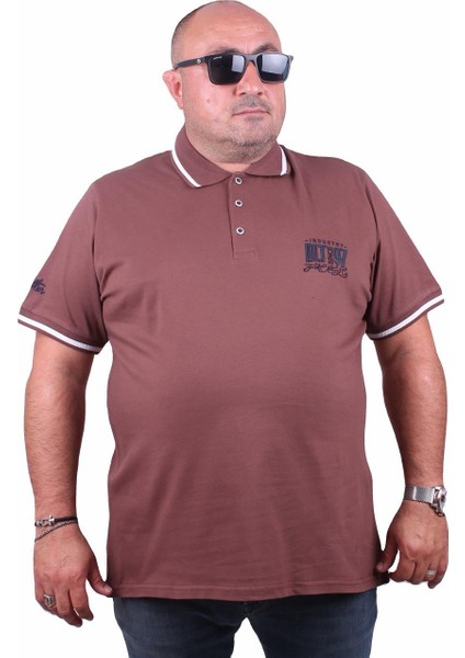 Mocgrande Büyük Beden Polo Yaka Tişört Ninety Seven 23417 Taba