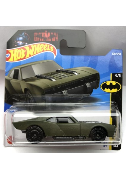 New - Yeni Batman Batmobıle Mat Haki Renk 1:64 Ölçek Hot Wheels Marka 5/5