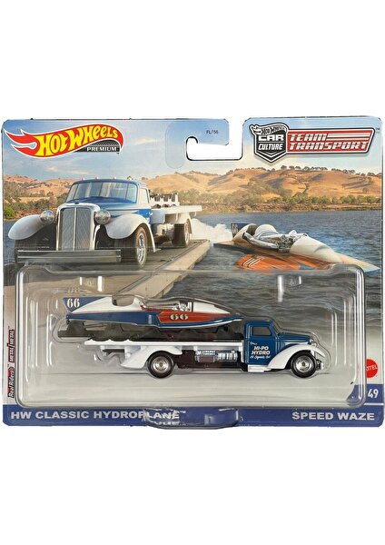 Hot Wheels Yeni Team Transport #49 Hw Classic Hydroplane & Speed Waze Tekne 1:64 Ölçek Hot Wheels Premium HVR39