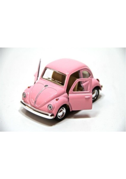 1967 Volkswagen Klasik Beetle Metal Çek Bırak Model Araba Pembe 9 cm