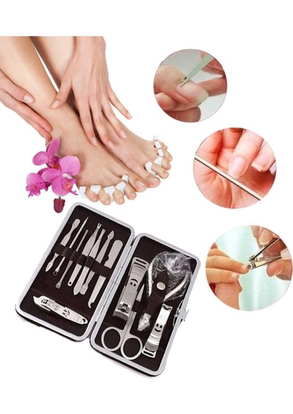 Manikür Pedikür Seti 12 Parça Çantalı Çelik Tırnak Bakım Seti fırsatları