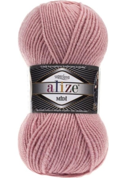 Süperlana Midi Örgü Ip 161 100GR x 5 Adet Alize Süperlana Midi 769588893372