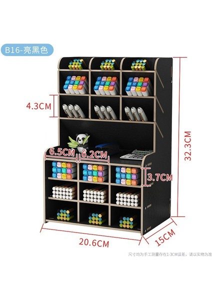 Kalemlik Saklama Kutusu Dıy Ahşap Yaratıcı Ofis Kırtasiye Masaüstü Rafı Öğrenci Ofis Depolama Malzemeleri (Yurt Dışından)