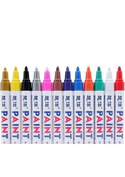 Boya Kalemi Düşük Koku Lastik Kalem Albümü Dıy Graffiti Kalem Beyaz Işaretleyici Mobilya Rötuş Boyası 12 Renk (Yurt Dışından)